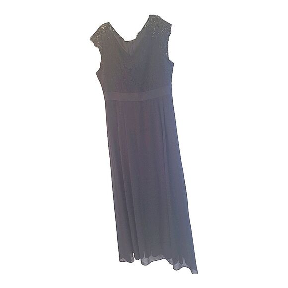 Miusol Women Chiffon Lace V Neck Cap Sleeve Empire Evening Party Long Dress XXL - Picture 2 of 16